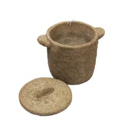 Pojemnik z pokrywką rustykalny / gliniany 14cm Brązowy